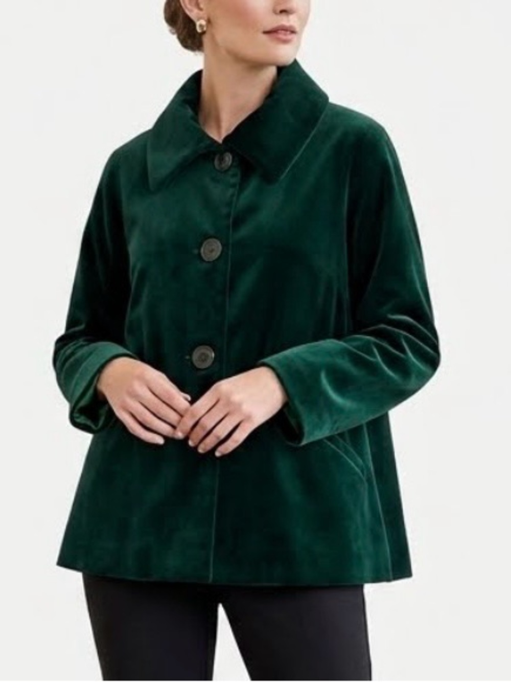 Talbots Emerald Green Velvet Swing Jacket Coat Top Size M  Size 6 NWT